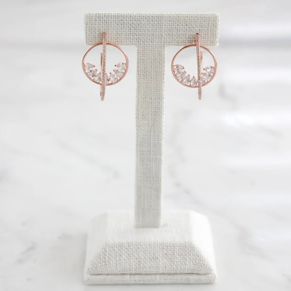 "fevrier" statement grey earrings - rose gold